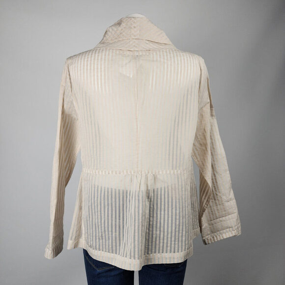 OSKA Cream Sheer Cotton Silk Button Up Blazer Size M/L - Picture 6 of 10
